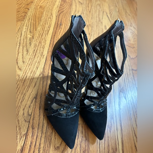 Sam Edelman Sydney Leather Suede Caged Pumps EUC - Picture 5 of 14
